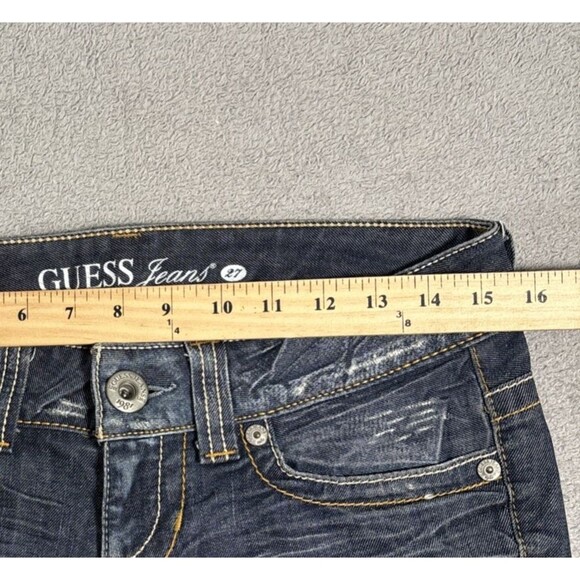 Guess Jeans Women Size 27 Daredevil Boot Cut Flare Blue Denim Jeans Distress Y2K - Picture 5 of 16
